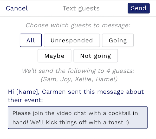 Message guests screenshot